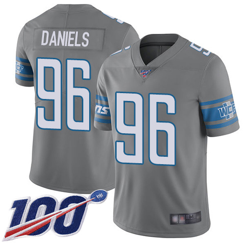 Detroit Lions Limited Steel Men Mike Daniels Jersey NFL Football #96 100th Season Rush Vapor Untouchable->women nfl jersey->Women Jersey